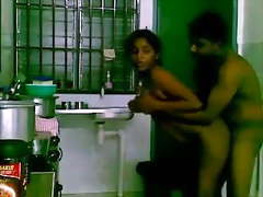 Desi couple in kitchen having awesome fun